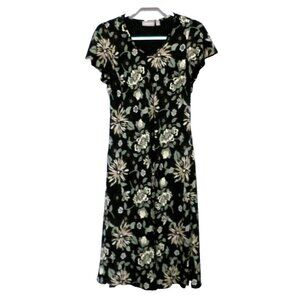 CROFT & BARROW black, off- white & green 100% polyester women's dress size 10